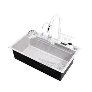 Display Digital LED Água Temperatura Fonte Piano White Sink Fornecedor mais barato China Fabricante Kitchen Sink