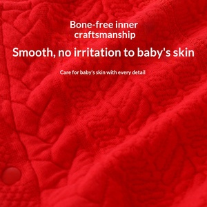 Combinaison unisexe doublée de coton rouge pour nouveau-nés de 100 jours, tenue festive du Nouvel An, body chaud de style traditionnel chinois - Product Image 3