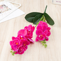 Anggrek Phalaenopsis Buatan 3D Sentuhan Realistis Bunga Palsu 2 Cabang 12 Kepala Batang Tanaman Pot Dekorasi Pesta Pernikahan