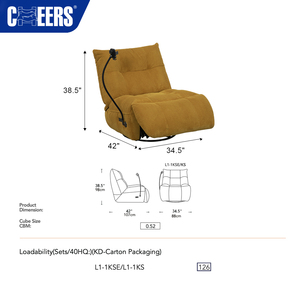 Fauteuil pivotant de salon en tissu MANWAH CHEERS pour hôtel, mobilier démontable, fauteuil inclinable rotatif une place, canapé - Product Image 6