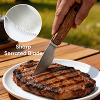 Couverts pliables jetables en acier inoxydable avec manche en bois, portables pour le camping, le barbecue et les pique-niques, ensemble de cuillères-fourchettes