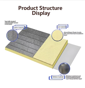 Revêtement mural en métal pour <span class=keywords><strong>l</strong></span>'extérieur des maisons, panneau en brique, isolé en PU, imperméable, ignifuge, durable, revêtement mural décoratif - Product Image 4