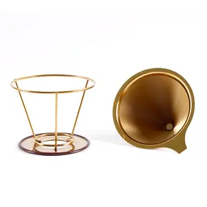 Free Sample Gold Camping Hand Coffee Filter Dripper With High Quality