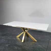 Chaises de salle à manger modernes et confortables avec pieds en métal stabilisés et table à manger en tissu et plateau en ardoise, chaises de salle à manger en métal