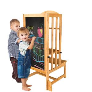 Children's Solid Wood <b>Adjustable</b> <b>Height</b> Study <b>Stool</b> With Handrails Safety Feature For Toddler Montessori Teaching Aid - Product Image 5