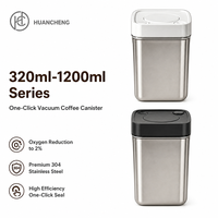 Bocal à café hermétique carré en acier inoxydable 304 à ouverture rapide, récipient de stockage de grains anti-humidité pour cuisine et café