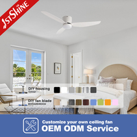 Ventilateur de plafond à LED dimmable 1stshine pour plafonds bas, 52 pouces, à économie d'énergie, idéal pour projets hôteliers