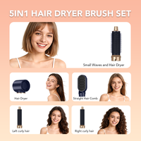 Kit de coiffage 5-en-1 : Sèche-cheveux haute vitesse, brosse à air chaud ionique, boucleur automatique, lisseur ionique