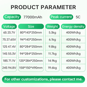 Semi Solid State <b>Battery</b> 400WhKg 77000mah 6s 12s 18s High Density Heavy Lift <b>Drone</b> <b>Battery</b> Pack Long Range Heavy Low Temperature - Product Image 3