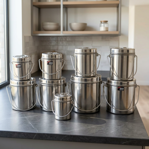 Boîte à lunch en acier inoxydable ANAX avec couvercle, poignée ergonomique, base épaisse, récipient de stockage alimentaire pour la cuisine et la restauration - Product Image 3