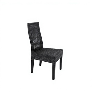 Silla de comedor tejida de ratán negro Sangrilla al por mayor, patas de madera maciza de mango, muebles de mimbre para interiores para el hogar y restaurantes - Product Image 1
