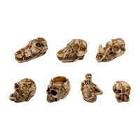 Miniatur Halloween Dekorasi Meja Lanskap Mikro Ornamen Kerajinan Terarium Liburan Seram Figur Tengkorak Resin Mini