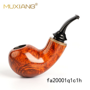 MUXIANG Briar Wood Smoking Pipe Bent Type Large Apple Hollow Chamber Vulcanized Rubber Mouthpiece - Product Image 3