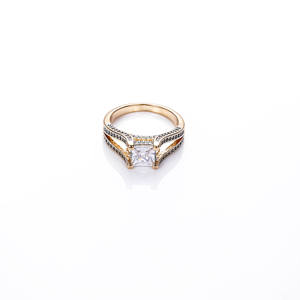 Bague de mariage en or blanc plaqué or 18 carats CM Jewelry Fashion, zircon, or laminé, anillo, coupe princesse, bague bicolore pour femme, cadeau - Product Image 6