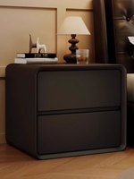 Table de chevet moderne et simple en cuir souple avec plateau en bois massif, 2 tiroirs, design anti-basculement, armoire de rangement écologique pour chambre à coucher