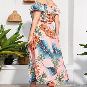 Tùy Chỉnh Flare Ngắn Tay Áo A-Line Bandeau Giản Dị Mùa Hè Nhiệt Đới Quá Khổ Của Phụ Nữ Hawaii In Dress Cộng Với Kích Thước Maxi Dress - Product Image 6
