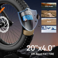 Vélo de montagne électrique T2 20 pouces 500W Batterie amovible Fourche en acier Pédale ordinaire Vélo électrique - Entrepôt UE/USA/Royaume-Uni