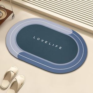 Microfiber Solid Pattern Fast Drying Bath Mat Household Items Water Absorbing Soft Diatomite Mat for Bath Room - Product Image 1