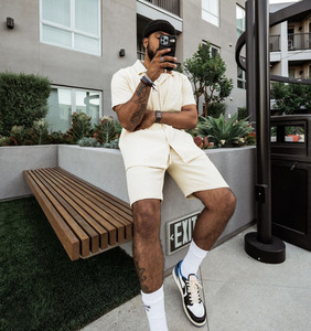 <span class=keywords><strong>Conjunto</strong></span> de ropa de calle Hawaiana para <span class=keywords><strong>hombre</strong></span>, camiseta de manga corta con botones y pantalones cortos de verano - Product Image 5