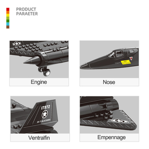 Wange 183-teiliges DIY Jungen-Plastik-SR-71-Kampfflugzeug-Modell Bausteine Militärflugzeug-Bausatz - Product Image 4