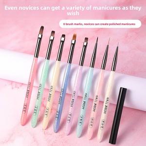 Kit de 8 pinceaux à ongles en acrylique, manche triangulaire et carré, poils doux anti-chute en nylon, pour motifs floraux, idéal pour débutants en manucure gel - Product Image 2