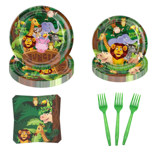 Luckykoo Décoration de fête d'<span class=keywords><strong>anniversaire</strong></span> sur le thème de la <span class=keywords><strong>jungle</strong></span> Safari Ensemble de vaisselle jetable Fournitures de fête d'<span class=keywords><strong>anniversaire</strong></span> sur le thème des animaux sauvages - Product Image 3