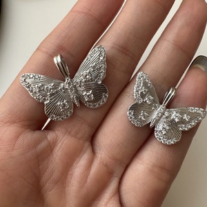 Wenchi S925 Pure Silver Spring/Summer Pendant Butterfly French European American Cross-Border Sparkling <b>Sweet</b> Jewelry Component - Product Image 5