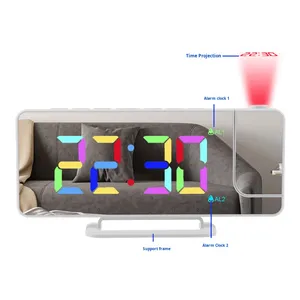 Digital LED Alarm Clock with RGB Projector 4 Color Changing Luminous Display Electronic Dual Alarm for Bedroom Desk or Table - Product Image 4