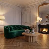 Wabi-Sabi Moderner Vertikaler Gerillter Eichen-Couchtisch Umweltfreundliches Massivholz Runder Wohnzimmer-Möbel