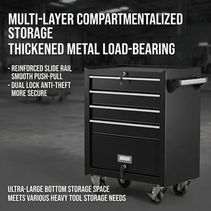 <b>Tool</b> Cabinet 68cm X 70cm X 118cm With 5 Drawers Keyed Lock Industrial Workshop Storage <b>Cart</b> With Wheels And Push Handle - Product Image 4