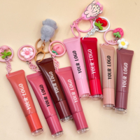 Marque privée Baume À Lèvres Hydratant Glitter Squeeze Lip Glaze Vegan Porte-clés Baume À Lèvres Brillant À Lèvres Hydratant Peptide Teinte À Lèvres