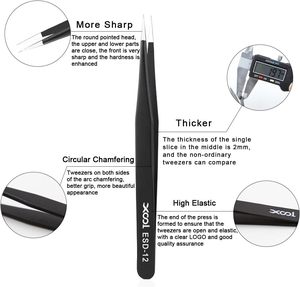 Chính xác nâng cấp chống tĩnh thép không gỉ cong của nhíp cho thiết bị điện tử phòng thí nghiệm làm việc đồ trang sức thủ công hàn - Product Image 2