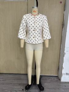 ZHEZHE Fashion 2026 Collection Printemps-Automne – <span class=keywords><strong>Cardigan</strong></span> Décontracté à Manches Longues Bouffantes et Pois, Col Rond, Boutons, pour Femme - Product Image 2