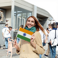 Vente en gros 14*21cm drapeau indien avec fanion agitant la main Offre Spéciale les pays du monde avec tige en bois
