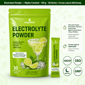 Polvo Electrolítico de Marca Privada con Sabor a Mojito, 30 Sobres, Bebida Hidratante con Aminoácidos, Suplemento Dietético - Product Image 1