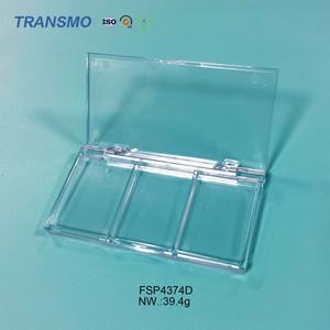 Boîtier compact carré 3 compartiments pour poudre, blush crème, palette de fards à paupières 3 couleurs, vide, en cristal - Product Image 6