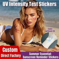 Stiker Tato Tanpa Air dengan Sensor Intensitas UV, Deteksi Sinar Matahari, Motif Kupu-kupu dan Hati, Tidak Beracun, Pemantau Paparan Sinar Matahari