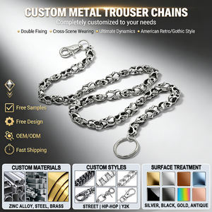 Chaîne de ceinture métallique simple couche avec crochets, style Punk Gothique, motif Crâne, pour jean, pantalon, portefeuille, accessoires pour hommes et femmes - Product Image 1