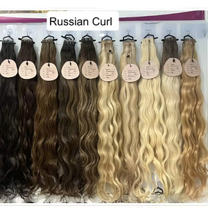 Nuovo Arrivo: <span class=keywords><strong>Extension</strong></span> di <span class=keywords><strong>Capelli</strong></span> Umani Vergini Russi 100% Non Trattati, <span class=keywords><strong>Ondulati</strong></span> Genius Weft - Product Image 1
