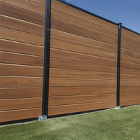 Panneau de clôture WPC de 1,8 m x 1,8 m, clôture en composite bois-plastique avec poteau en aluminium pour la décoration murale de jardin