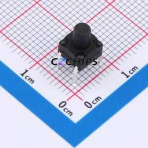 TSW06111-080B331BA Tactile Switch Through hole-4P,6.1x6.1mm Switch Single Pole Single Throw Round Button 1.8N 6.1mm - Product Image 1