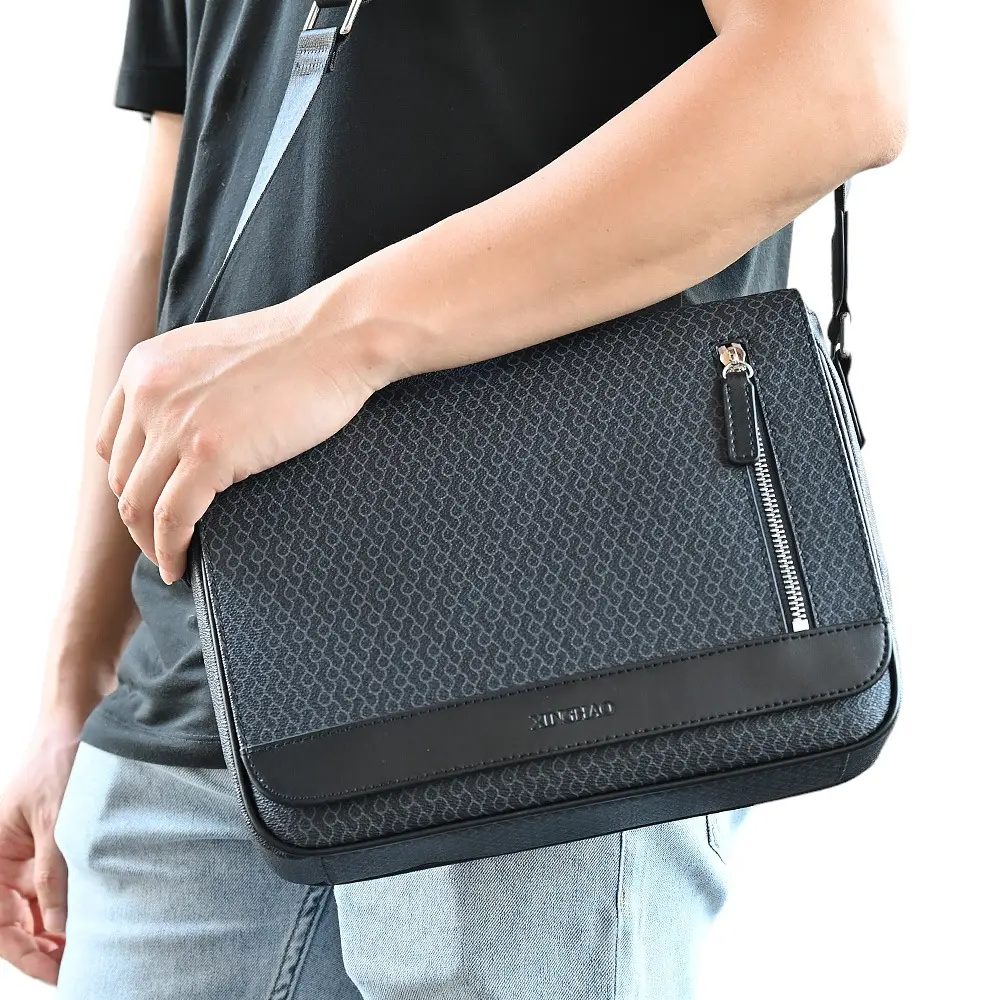 High End Printing Vegan Leather Bag Large Capacity Cross Body Bag Custom Messenger Bag for Men