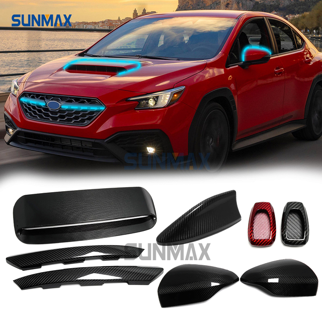 For Subaru WRX S4 STI VB 2022 2023 Dry Carbon Fiber Exterior Trim Hood Scoop Vent Turbo Bonnet Car Roof Aerial Cover Key Case