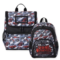 Nouveau Sac à Dos Scolaire Garçons 2026 Imprimé Voiture de Course Moto Imperméable Grande Capacité Léger pour Enfants Élèves du Primaire