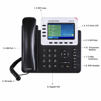 Téléphone IP d'entreprise Grandstream GXP2140 4 lignes, écran LCD couleur HD 4,3 pouces, 160 touches programmables, conférence 5 voies, Gigabit PoE, EHS VoIP