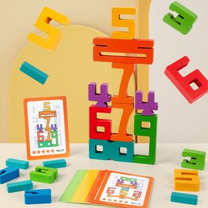 Early Educational Balance Wood] 1-10 Stacking Montessori Wooden Number <b>Building</b> <b>Blocks</b> Toys - Product Image 1