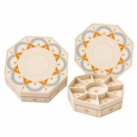 Boîte cadeau en papier personnalisée Leabon Octagon avec logo, orange et or, pour le festival des gâteaux de lune de mi-automne, vente en gros, usine