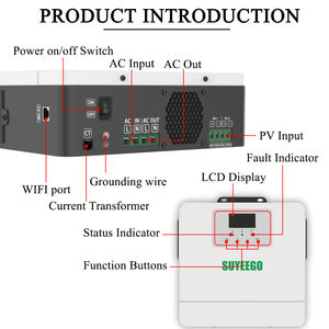 อินเวอร์เตอร์พลังงานแสงอาทิตย์ SUYEEGO 6KW 10KW MPPT แบบ Pure Sine Wave รองรับแรงดันไฟฟ้าเข้าสูงสุด 500V 230VAC เฟสเดียว ระบบออฟกริด สำหรับปั๊มน้ำ - Product Image 2