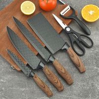 Fabriekskeukenmessenset met afgedekte handgrepen, zesdelig, inclusief koksmes en groente-/fruit schaar