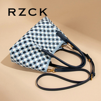 RZCK tas Tote kotak-kotak wanita, tas selempang tekstur Niche anyaman wanita elegan dan sederhana, tas temperamen serbaguna, kantung utama Pour Femme musim gugur